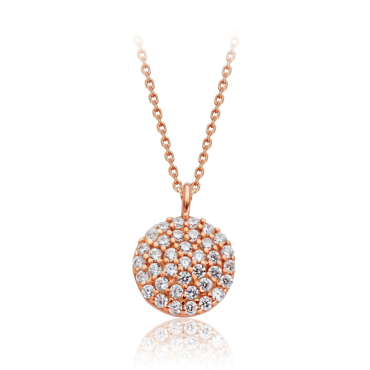 Taşlı rosegold charm kolye